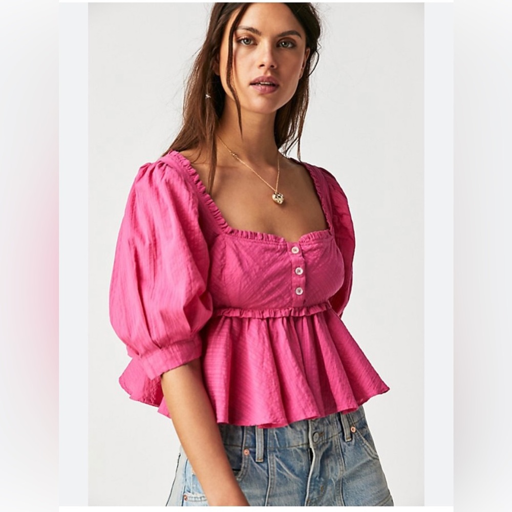 NWOT Free People Leave It To Me Pink Top